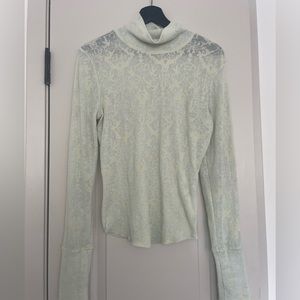 Free People Filigree Sheer Print Turtle Neck